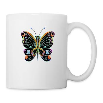 Bunter Schmetterling - Tasse - Weiß - Rechts