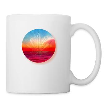 Hanfblatt vor Sonnenuntergang - Tasse - Weiß - Rechts