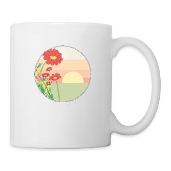 Field flowers in sunrise without text - Mug - white - Right