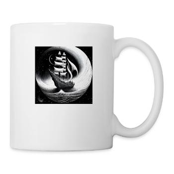 Sailing shipin the night drawing - Mug - white - Right