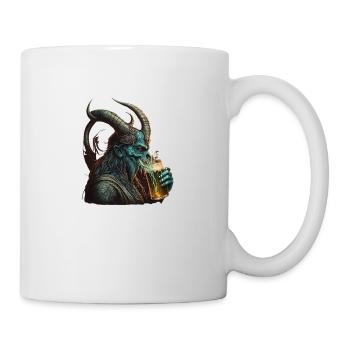 Démon cool avec de la bière - Mug blanc - blanc - Droite