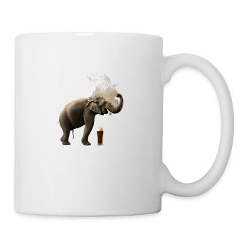 Elephant showers in beer. Cool animal with alcohol - Mug - white - Right