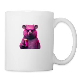 Lustiges Tier mit Bier in Pink - Tasse - Weiß - Rechts