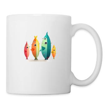 Happy Fisch Familie - kunst, surfen,abstrakt - Tasse - Weiß - Rechts