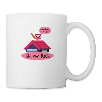 Ühl om Dach- Ärger mit der Frau - Kölsch Köln Eule - Tasse - Weiß - Rechts