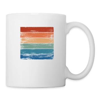 Retro Regenbogen Distressed Hintergrund Motiv - Tasse - Weiß - Rechts
