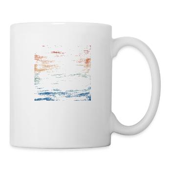 Retro Regenbogen Distressed Pinselstriche - Tasse - Weiß - Rechts