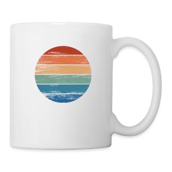 Retro Regenbogen Rainbow Kreis Distressed - Tasse - Weiß - Rechts