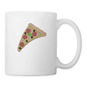 A slice of pizza with smiling slices of salami - Mug - white - Right
