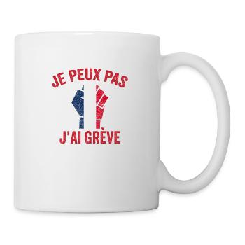 je peux pas j'ai grève anti retraire à 64 ans - Mug blanc - blanc - Droite