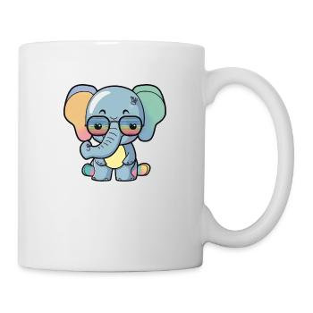 Kawaii süße glückliche bunte Elefant Sonnenbrille - Tasse - Weiß - Rechts
