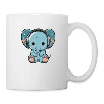Kawaii Mignon Happy Colorful Elephant avec casque - Mug blanc - blanc - Droite