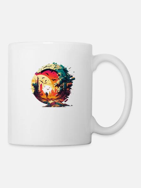 Soudure désolée de science-fiction avec un itinérant - Mug blanc - blanc