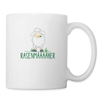 niedliches Schaf als Rasenmäher - Rasenmäääher - Tasse - Weiß - Rechts