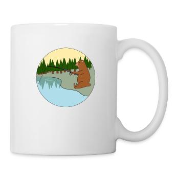 Ours pêcheur - Mug blanc - blanc - Droite