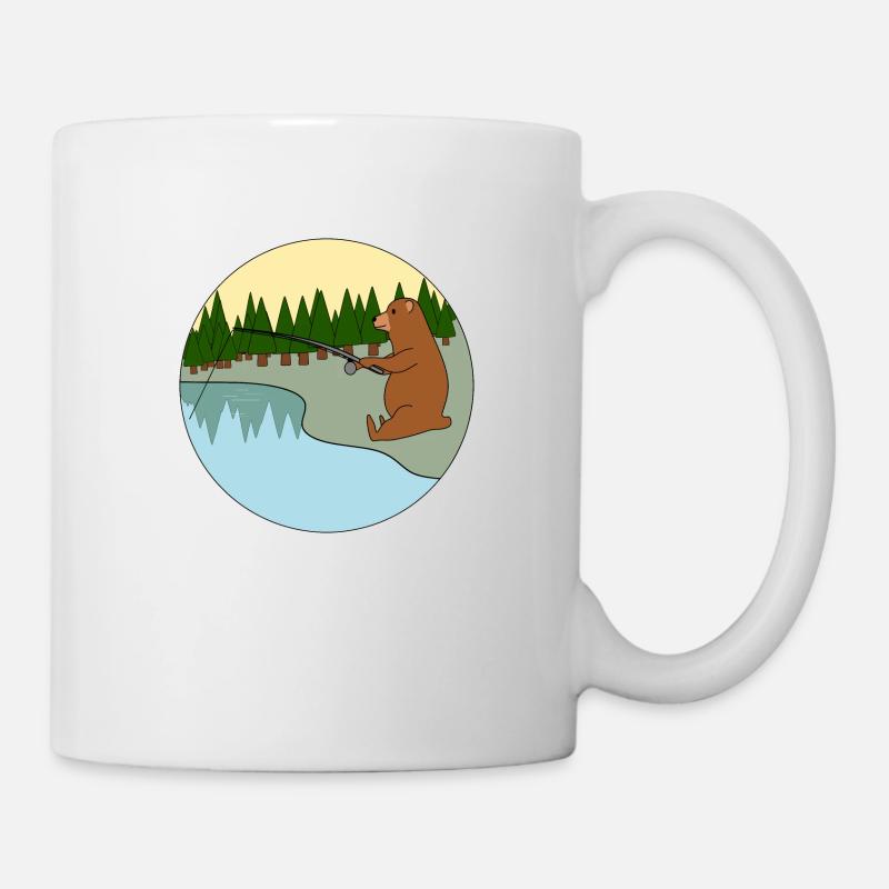 Angelnder Bär - Tasse - Weiß