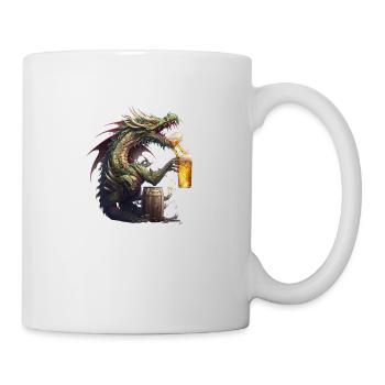 Dragon chinois dangereux avec de la bière - Mug blanc - blanc - Droite