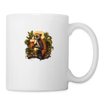 Beer-loving lemur in the jungle - Mug - white - Right