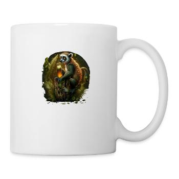 Cool lemur monkey with beer in the jungle - Mug - white - Right