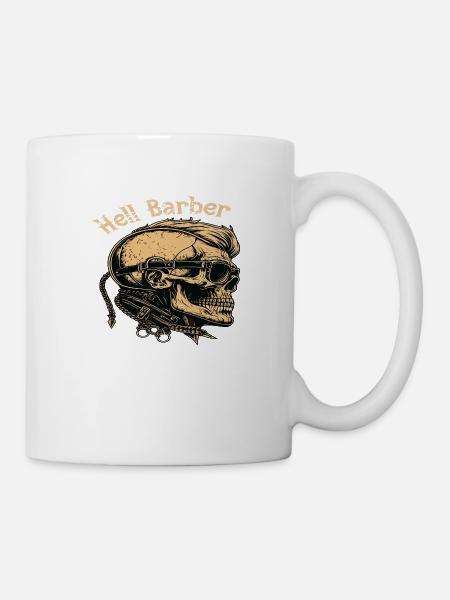 Hell Barber Skull Totenkopf - Mug blanc - blanc