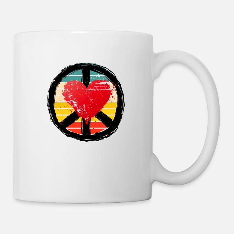 Paix et cœur - Mug blanc - blanc