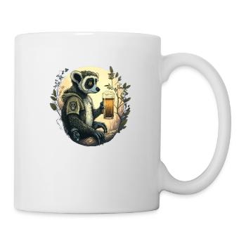 Lemur with beer - Cool jungle motif - Mug - white - Right