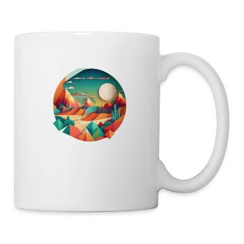 Geometrische Landschaft - Tasse - Weiß - Rechts