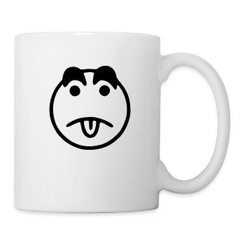 Emoji sketch noir triste - Mug blanc - blanc - Droite