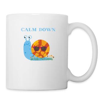 Calm Down Snail T-shirt Hoodie Design Chill - Tasse - Weiß - Rechts