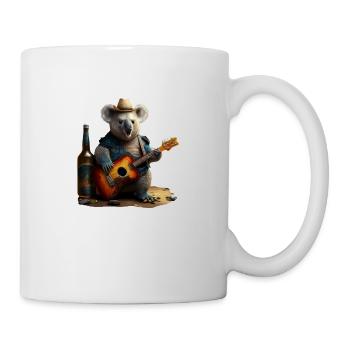 Koala drôle avec guitare chapeau et bière - Mug blanc - blanc - Droite