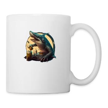 Cool DJ shark with beats and beer - Mug - white - Right