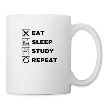 Eat Sleep Study Repeat - Tasse - Weiß - Rechts