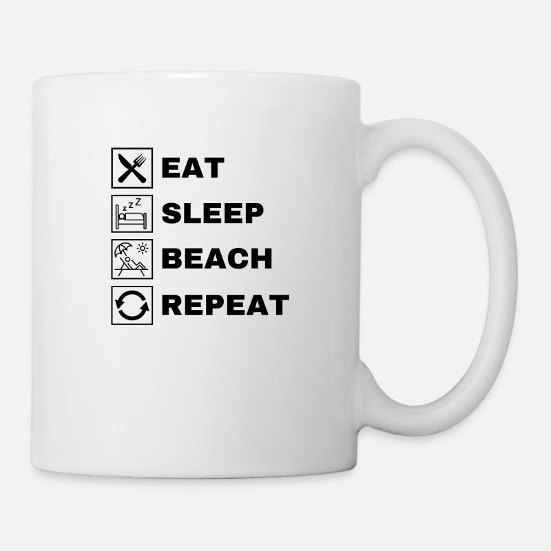 Manger dormir sur la plage répéter - Mug blanc - blanc