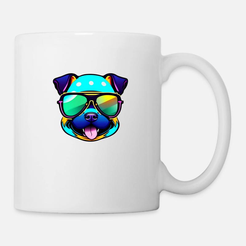 cute dog with sunglasses - Mug - white