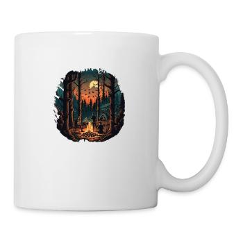 Campfire at night in the forest - Mug - white - Right