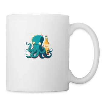 Funny squid with beer - Mug - white - Right