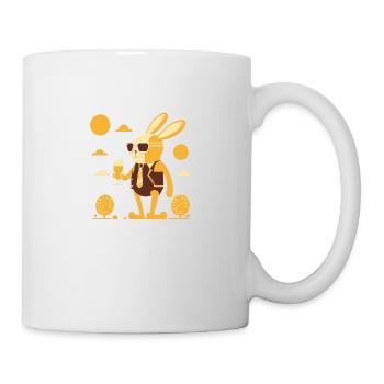 Lapin cool avec de la bière et des lunettes de soleil drôle - Mug blanc - blanc - Droite