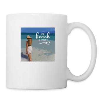 Femme sur la plage - Mug blanc - blanc - Droite