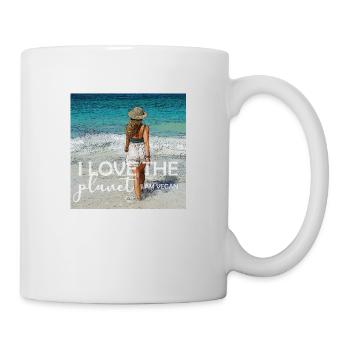 I LOVE THE PLANET - I AM VEGAN - Tasse - Weiß - Rechts