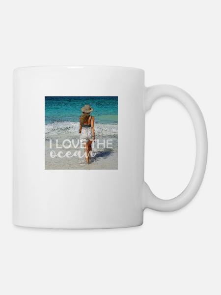 I love the ocean and the planet - vegan - Mug - white