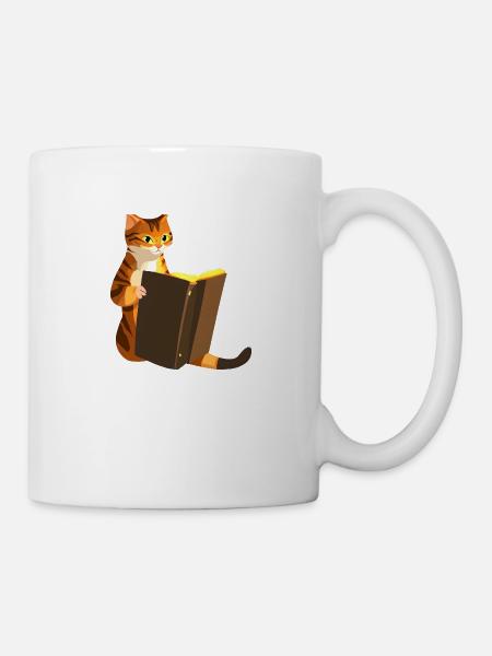 Livres pour chats Livre chat Chaton Lecture Chat domestique Chat - Mug blanc - blanc