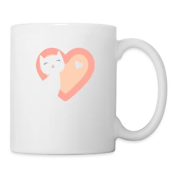 Süße Katze Kätzchen im Herz Motiv - Tasse - Weiß - Rechts