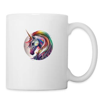 Regenbogen Einhorn - Tasse - Weiß - Rechts