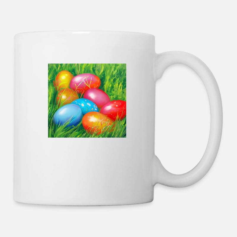 Farbenfrohe Ostereier - Tasse - Weiß