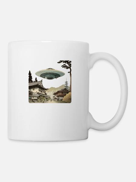 Ufo in Japan in Ukiyo-e Style - Mug - white
