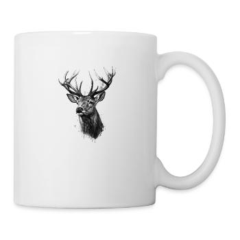 Hirsch mit majestätischem Geweih Skizze - Tasse - Weiß - Rechts