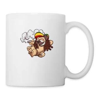 Rasta Pug Smoking A Joint - Mug - white - Right