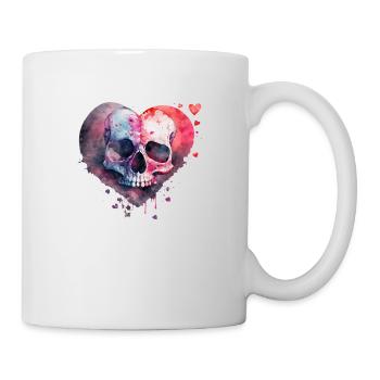 Totenkopf Kunst Design Aquarell - Tasse - Weiß - Rechts