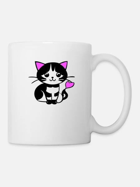 Süße Katze im Comic Stiel - Tasse - Weiß