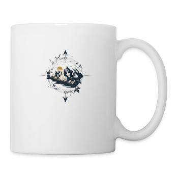 Compass with mountains for outdoor lovers - Mug - white - Right